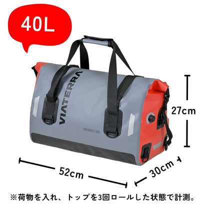 ViaTerra Drybag 40L| 100%防水 バイクのシートバッグ TPU3層ラミネート加工・超音波溶着技術 | 4WAY仕様