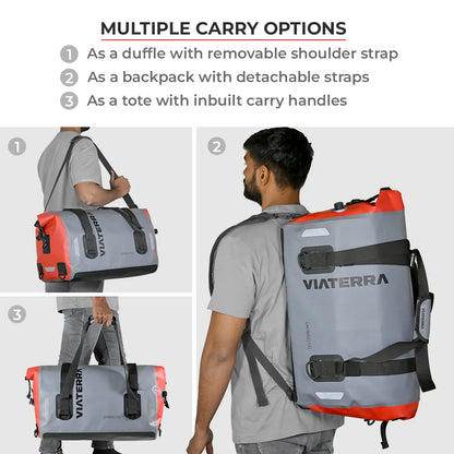 【受注販売：お届け約1ヶ月】ViaTerra Drybag 55L| 100%防水 バイクのシートバッグ TPU3層ラミネート加工・超音波溶着技術 | 4WAY仕様